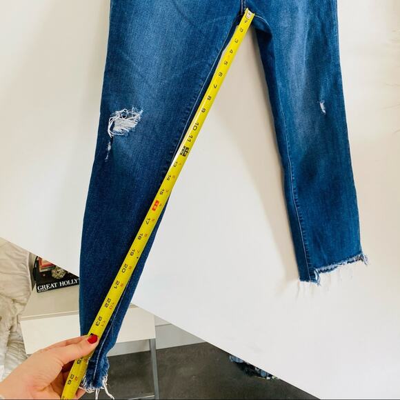 PRINCIPLE Blue  Wash Raw Step Hem Denim Skinny Ankle High Rise Denim Jeans 28 - Picture 9 of 9